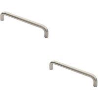 Loops 2x Round D Bar Pull Handle 22mm Dia 300mm Fixing Centres Satin Stainless Steel in Metallics