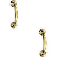 Loops 2x Victorian Bow Shaped Pull Handle 152mm Length 32mm Proj Polished Brass in Metallics