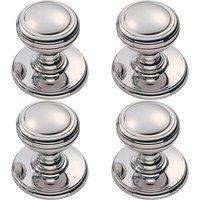 Loops 4x Ringed Tiered Cupboard Door Knob 25mm Diameter Polished Chrome Cabinet Handle