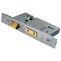Loops 64mm 3 Lever Sashlock Square Forend Satin Stainless Steel Door Latch in Metallics