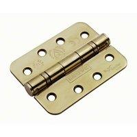 Loops PAIR 102 x 76 x 3mm Ball Bearing Hinge Rounded Stainless Brass Interior Door in Metallics