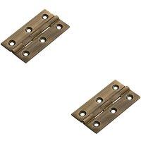 Loops 2x PAIR 64 x 35 x 2mm Cabinet Hinge Antique Brass Small Cupboard Door in Metallics