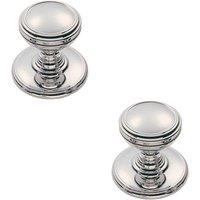 Loops 2x Ringed Tiered Cupboard Door Knob 38mm Diameter Polished Chrome Cabinet Handle