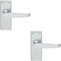 Loops 2x Straight Victorian Lever on Rectangular Latch Backplate Handle Satin Chrome