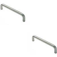 Loops 2x Round D Bar Pull Handle 469 x 19mm 450mm Fixing Centres Satin Steel in Metallics
