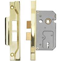 Loops 64mm 2 Lever Contract Rebated Sashlock Square Forend Electro Brassed in Metallics
