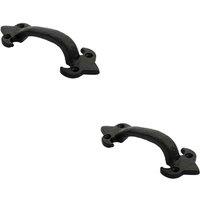 Loops 2x Traditional Forged Iron Pull Handle 132 x 50mm Black Antique Door Handle