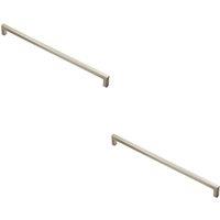 Loops 2x Square Block Handle Pull Handle 330 x 10mm 320mm Fixing Centres Satin Nickel in Metallics