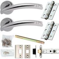 Loops Door Handle & Latch Pack Chrome Modern Curved Ring Bar on Screwless Round Rose