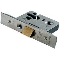 Loops Euro Profile Mortice Cylinder Night Latch Case 64mm Satin Stainless Steel in Metallics