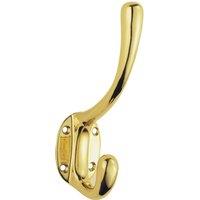 Loops Heavyweight One Piece Hat & Coat Hook 76mm Projection Polished Brass in Metallics