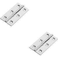 Loops 2x PAIR 64 x 35 x 2mm Cabinet Hinge Polished Chrome Small Cupboard Door
