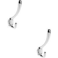 Loops 2x Heavyweight One Piece Hat & Coat Hook 76mm Projection Polished Chrome