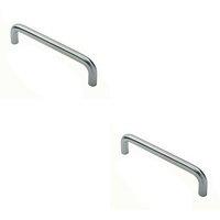 Loops 2x Round D Bar Pull Handle 22mm Dia 150mm Fixing Centres Satin Stainless Steel in Metallics