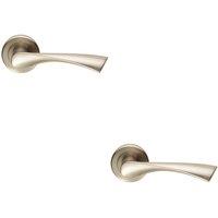 Loops 2x PAIR Angular Twisted Handle on Round Rose Concealed Fix Satin Nickel in Metallics
