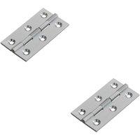 Loops 2x PAIR 64 x 35 x 2mm Cabinet Hinge Satin Chrome Small Cupboard Door