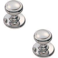 Loops 2x Ringed Tiered Cupboard Door Knob 25mm Diameter Polished Chrome Cabinet Handle