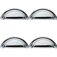 Loops 4x Cabinet Cup Pull Handle 94 x 41.5mm 76mm Fixing Centres Polished Chrome