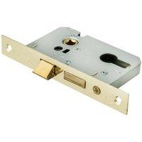 Loops 64mm Contract Euro Profile Sashlock Square Forend Electro Brassed Door Latch in Metallics