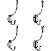 Loops 4x Victorian Hat & Coat Hook on Oval Backplate 64mm Projection Polished Chrome