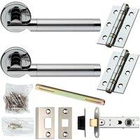 Loops Door Handle & Latch Pack Chrome & Satin Nickel Modern Screwless Round Rose in Metallics