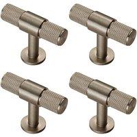 Loops 4x Knurled Cupboard T Shape Pull Handle 50 x 13mm Satin Nickel Cabinet Handle in Metallics