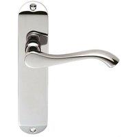 Loops PAIR Scroll Lever Door Handle on Latch Backplate 180 x 40mm Polished Chrome