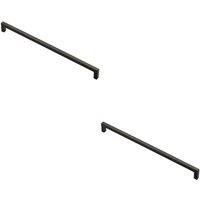 Loops 2x Square Block Handle Pull Handle 330 x 10mm 320mm Fixing Centres Matt Black
