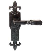 Loops PAIR Forged Twisted Ornate Lever on Latch Backplate 226 x 50mm Black Antique
