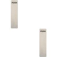 Loops 2x Push Engraved Door Finger Plate 350 x 75mm Satin Stainless Steel Push Plate in Metallics