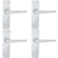 Loops 4x PAIR Straight Tapered Lever on Bathroom Blackplate 152 x 41mm Satin Aluminium in Black