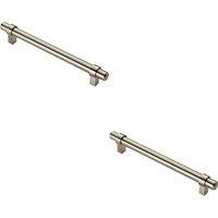 Loops 2x Round T Bar Cabinet Pull Handle 200 x 14mm 160mm Fixing Centres Satin Nickel in Metallics