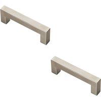 Loops 2x Square Linear Block Pull Handle 110 x 14mm 96mm Fixing Centres Satin Steel in Metallics