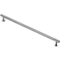 Loops Knurled Bar Door Pull Handle - 350mm x 13mm - 320mm Centres - Polished Chrome