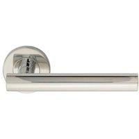 Loops PAIR Straight Round T Bar Handle on Round Rose Concealed Fix Polished Steel in Metallics