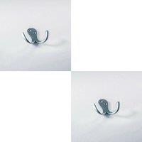 Loops 2x Victorian One Piece Double Bathroom Robe Hook 26mm Projection Satin Chrome