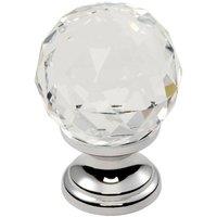Loops Faceted Crystal Cupboard Door Knob 35mm Dia Polished Chrome Cabinet Handle