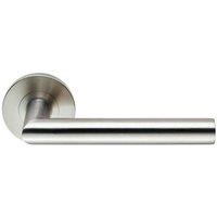 Loops PAIR Round Mitred Bar Safety Handle on Round Rose Concealed Fix Satin Steel in Metallics