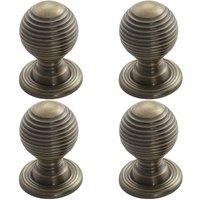 Loops 4x Textured Reeded Ball Cupboard Door Knob 23mm Dia Florentine Bronze Handle