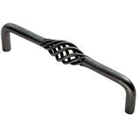Loops Steel Cage D Type Cabinet Pull Handle 128mm Fixing Centres Antique Steel in Metallics