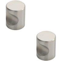 Loops 2x Cylindrical Cupboard Door Knob 25mm Diameter Stainless Steel Cabinet Handle in Metallics