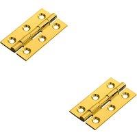 Loops 2x PAIR 50 x 28 x 1.5mm Cabinet Hinge Polished Brass Small Cupboard Door in Metallics