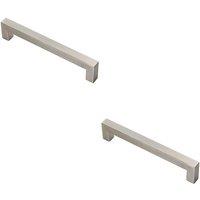 Loops 2x Square Linear Block Pull Handle 174 x 14mm 160mm Fixing Centres Satin Steel in Metallics