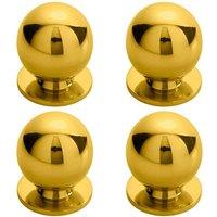 Loops 4x Solid Ball Cupboard Door Knob 30mm Diameter Polished Brass Cabinet Handle in Metallics