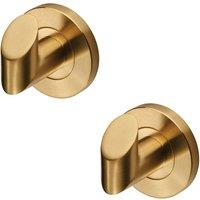 Loops 2x Single Bathroom Robe Hook on Concealed Fix Rose 44.5mm Proj Satin PVD
