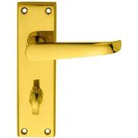 Loops PAIR Straight Victorian Lever on Bathroom Backplate 150 x 43mm Polished Brass in Metallics
