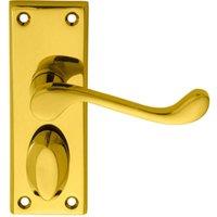 Loops PAIR Victorian Scroll Handle on Privacy Backplate 118 x 43mm Polished Brass in Metallics