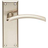 Loops PAIR Arched Lever on Latch Backplate Door Handle 150 x 50mm Satin Nickel in Metallics