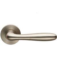 Loops PAIR Smooth Rounded Bar Handle on Slim Round Rose Concealed Fix Satin Steel in Metallics