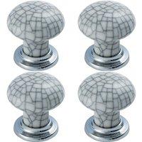 Loops 4x Porcelain Mushroom Cupboard Door Knob Glaze Design Polished & Matt Chrome